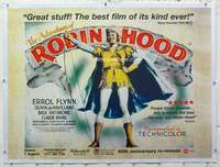 m325 ADVENTURES OF ROBIN HOOD linen British quad movie poster R98 Flynn