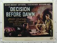 m328 DECISION BEFORE DAWN linen British quad movie poster '51 Basehart