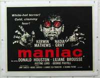 m333 MANIAC linen British quad movie poster '63 Mathews, Hammer