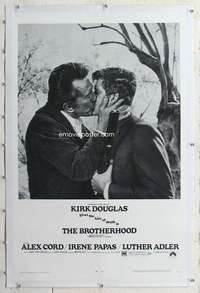 m370 BROTHERHOOD linen one-sheet movie poster '68 Kirk Douglas death kiss!