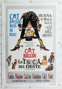m374 CAT BALLOU linen Spanish/U.S. one-sheet movie poster '65 classic Jane Fonda!