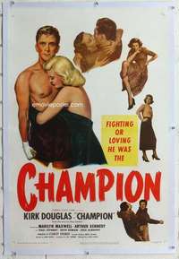 m375 CHAMPION linen one-sheet movie poster '49 Kirk Douglas, boxing!
