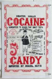 m098 COCAINE CANDY linen commercial poster '60s wacky!