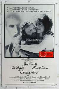 m379 COMING HOME linen one-sheet movie poster '78 Jane Fonda, Jon Voight