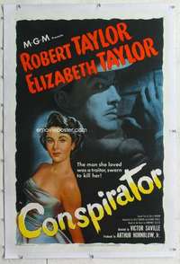 m380 CONSPIRATOR linen one-sheet movie poster '49 Robert & Elizabeth Taylor