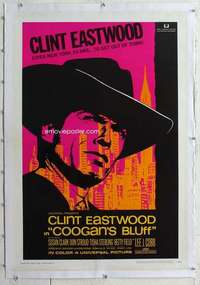 m381 COOGAN'S BLUFF linen one-sheet movie poster '68 Clint Eastwood, Siegel