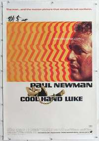 m382 COOL HAND LUKE linen one-sheet movie poster '67 Paul Newman classic!