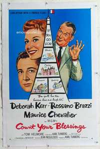 m383 COUNT YOUR BLESSINGS linen one-sheet movie poster '59 Deborah Kerr