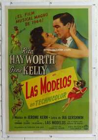 m386 COVER GIRL linen Spanish/U.S. one-sheet movie poster '44 Hayworth, Kelly