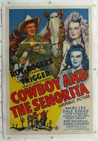 m387 COWBOY & THE SENORITA linen one-sheet movie poster '44 Roy Rogers