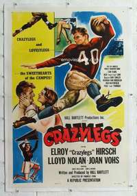 m388 CRAZYLEGS linen one-sheet movie poster '53 Elroy Hirsch, football!