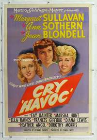 m391 CRY HAVOC linen one-sheet movie poster '43 Margaret Sullavan, Sothern