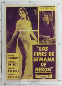 m150 NERO'S MISTRESS linen Cuban movie poster '62 Brigitte Bardot