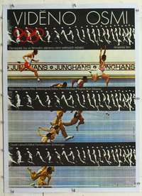 m165 VISIONS OF 8 linen Czech movie poster '73 Olympics, Grygar art!