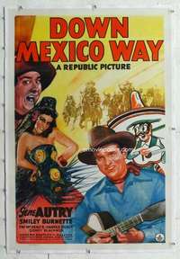 m400 DOWN MEXICO WAY linen one-sheet movie poster '41 Gene Autry, Burnette