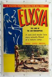 m402 ELYSIA linen one-sheet movie poster '34 exotic nudist nature camp!