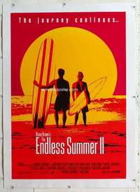 m404 ENDLESS SUMMER 2 linen one-sheet movie poster '94 great surfing image!