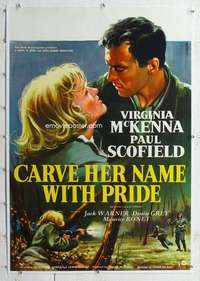m112 CARVE HER NAME WITH PRIDE linen English one-sheet movie poster '58
