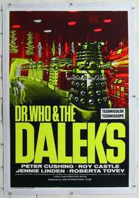 m113 DR WHO & THE DALEKS linen English one-sheet movie poster R60s Cushing