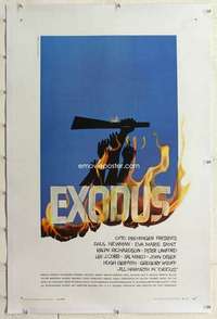 m407 EXODUS linen one-sheet movie poster '61 Newman, classic Saul Bass art!