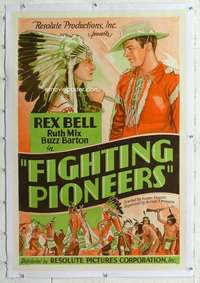 m410 FIGHTING PIONEERS linen one-sheet movie poster '35 Rex Bell, Ruth Mix