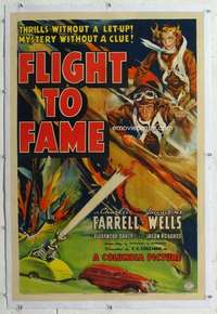 m412 FLIGHT TO FAME linen one-sheet movie poster '38 Charles Farrell, Wells