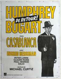 m066 CASABLANCA linen French one-panel movie poster R70s Bogart classic!