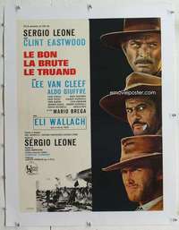 m210 GOOD, THE BAD & THE UGLY linen French 23x32 movie poster '68