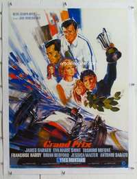 m211 GRAND PRIX linen French 23x32 movie poster '67 Landi racing art!