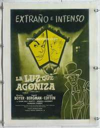 m110 GASLIGHT linen Spanish/U.S. special 11x15 movie poster '44 Bergman