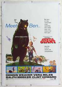 m416 GENTLE GIANT linen one-sheet movie poster '67 Dennis Weaver, big bear!