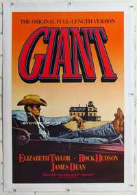 m419 GIANT linen one-sheet movie poster R83 James Dean, Liz Taylor, Hudson