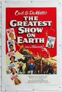 m434 GREATEST SHOW ON EARTH linen one-sheet movie poster '52 DeMille
