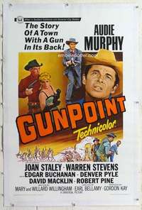 m437 GUNPOINT linen one-sheet movie poster '66 Audie Murphy western!