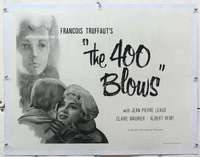 m075 400 BLOWS linen half-sheet movie poster '59 Francois Truffaut, Leaud
