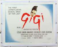 m081 GIGI linen half-sheet movie poster '58 Leslie Caron, Maurice Chevalier