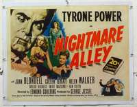m088 NIGHTMARE ALLEY linen half-sheet movie poster '47 Power, Blondell