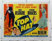 m090 TOP HAT linen half-sheet movie poster R53 Fred Astaire & Ginger Rogers!