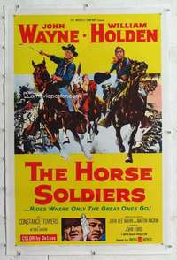 m446 HORSE SOLDIERS linen one-sheet movie poster '59 John Wayne, Holden