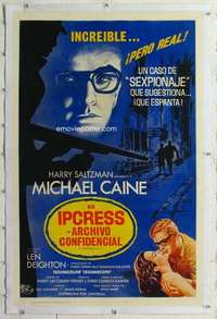 m453 IPCRESS FILE linen Spanish/U.S. one-sheet movie poster '65 different image!