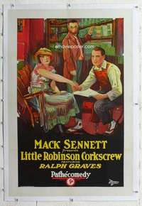 m464 LITTLE ROBINSON CORKSCREW linen one-sheet movie poster '24 Mack Sennett