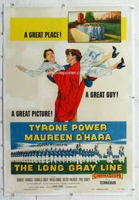 m467 LONG GRAY LINE linen one-sheet movie poster '54 Tyrone Power, O'Hara
