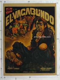 m184 EL VAGABUNDO linen Mexican movie poster '53 Cabral art!