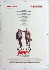 m482 MIDNIGHT RUN linen advance one-sheet movie poster '88 De Niro, Grodin