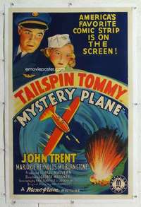 m489 MYSTERY PLANE linen one-sheet movie poster '39 Tailspin Tommy, Trent