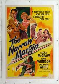 m492 NARROW MARGIN linen one-sheet movie poster '51 Richard Fleischer