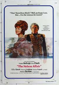 m493 NELSON AFFAIR linen one-sheet movie poster '73 Glenda Jackson, Finch