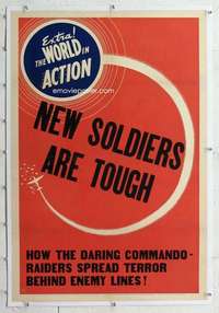 m494 NEW SOLDIERS ARE TOUGH linen one-sheet movie poster '42 WWII newsreel!