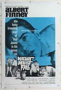 m496 NIGHT MUST FALL linen one-sheet movie poster '64 psycho Albert Finney!