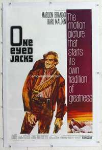 m505 ONE EYED JACKS linen one-sheet movie poster '61 Marlon Brando, Malden